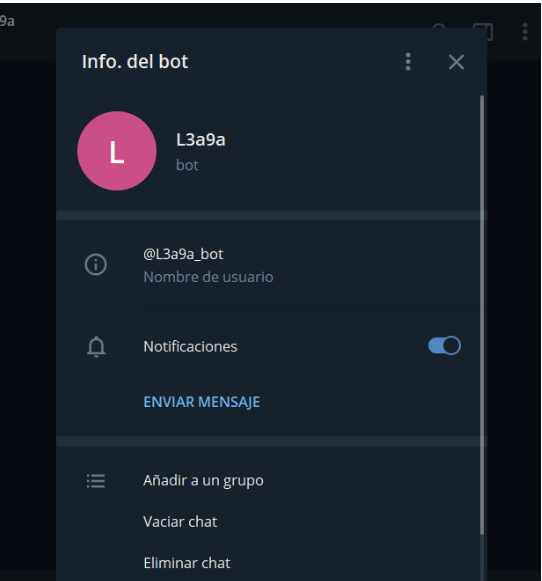 Bot de telegram relacionado con el envio de las credenciales robadas